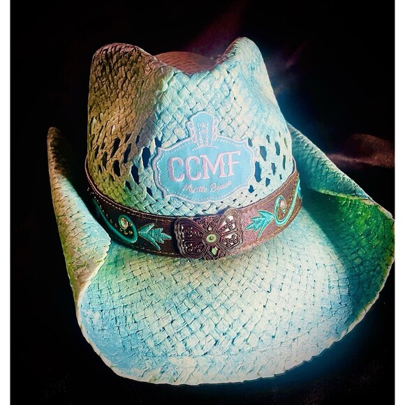Official 2024 Country Music Festival CCMF Baby Blue Butterfly Cowboy Hat Myrtle main image 6